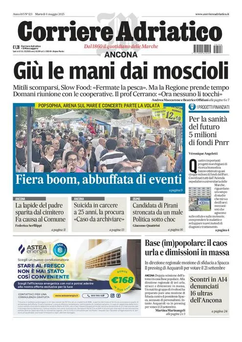 Prima-pagina-corriere adriatico-edizione-di-oggi-06-05-2025